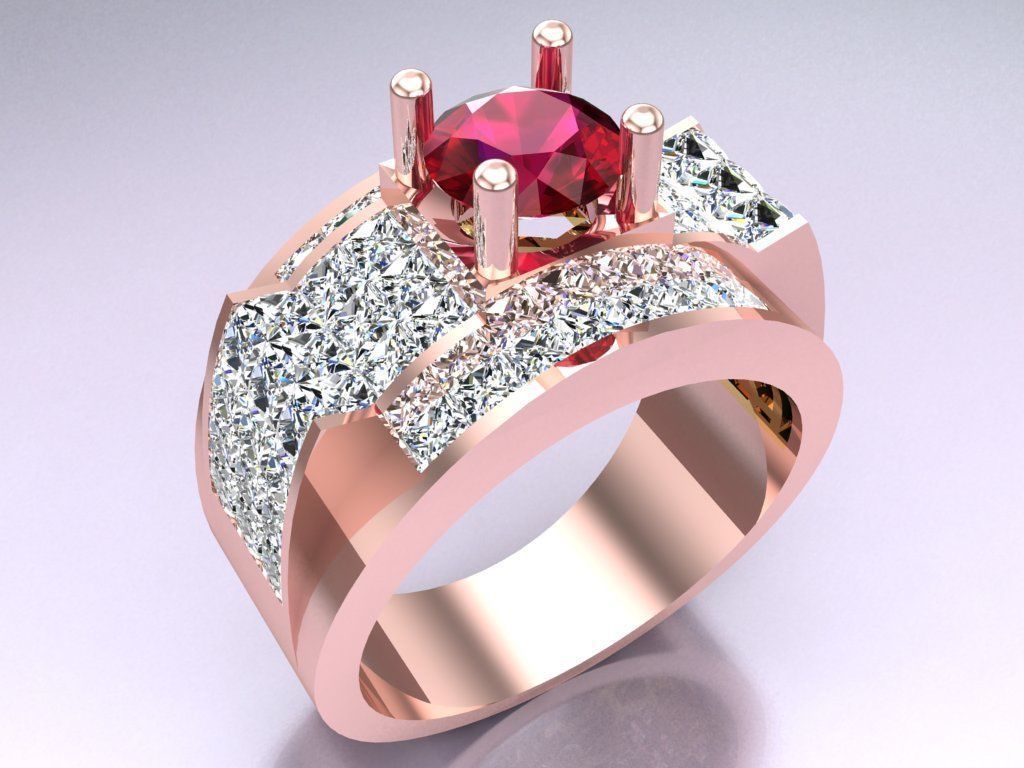 Diamond Ring - Mens Rings - N229918 3D print model_1