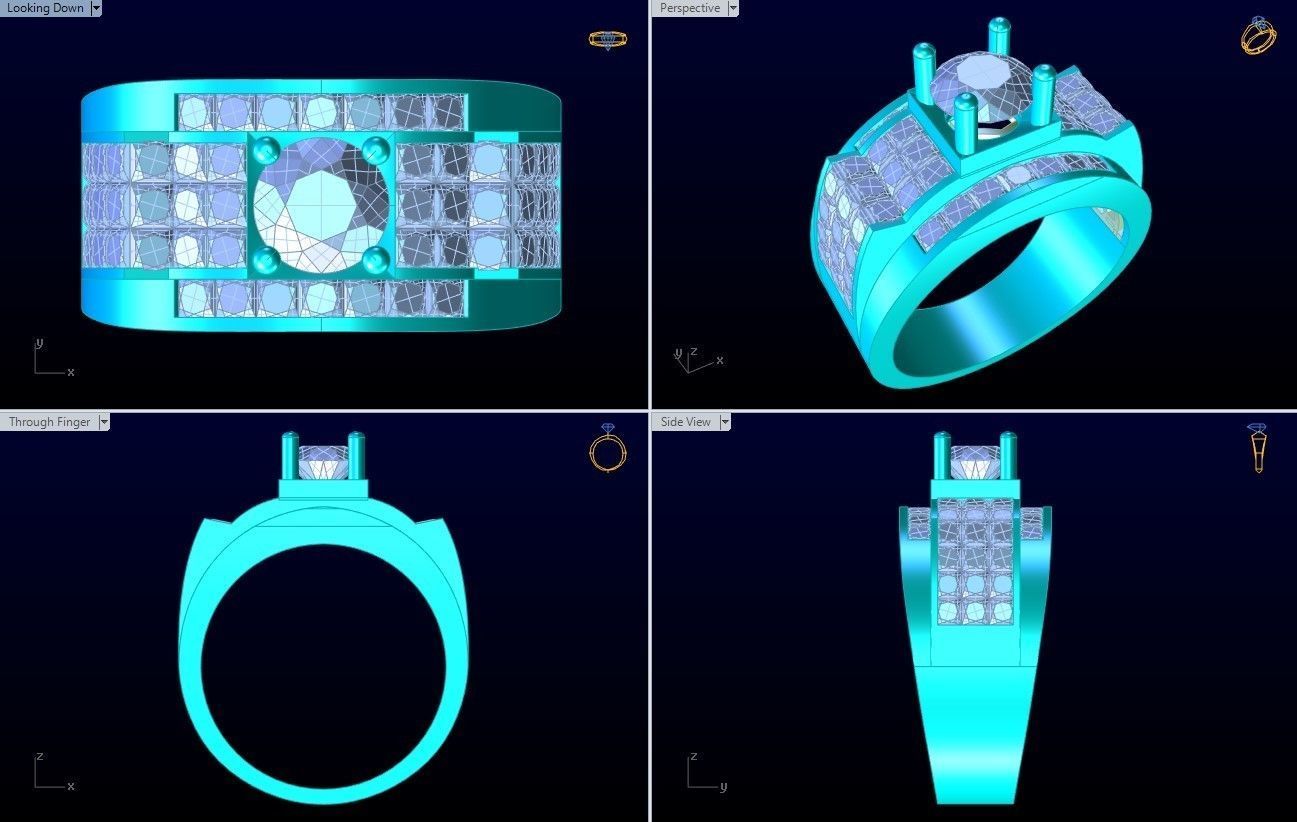 Diamond Ring - Mens Rings - N229918 3D print model_10