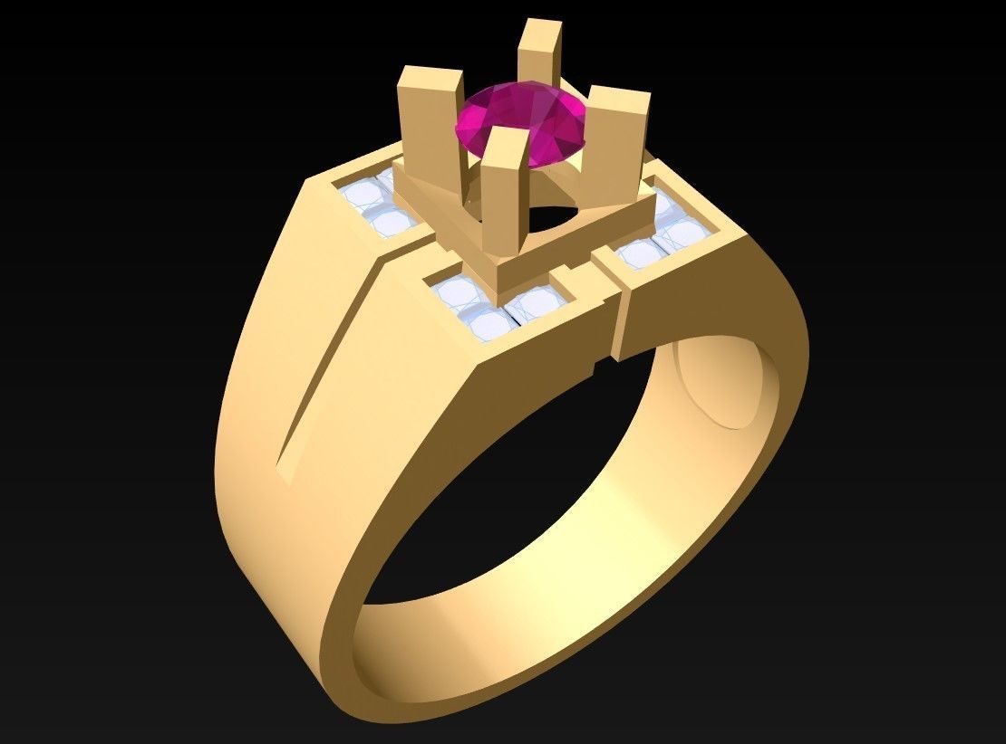 Diamond Ring - Mens Rings - N230141 3D print model_2