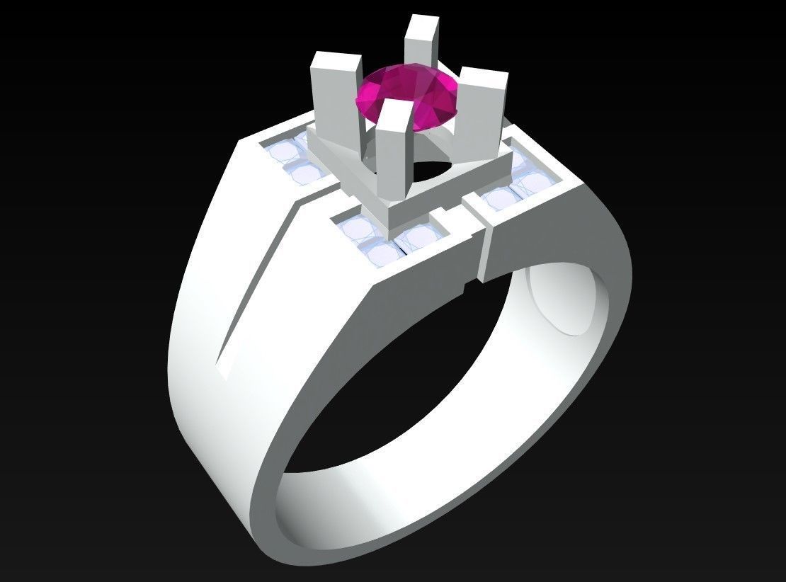Diamond Ring - Mens Rings - N230141 3D print model_3