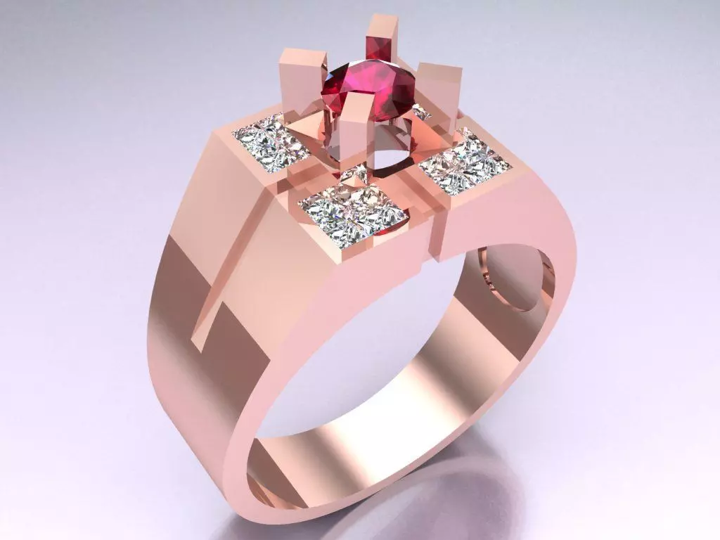 Diamond Ring - Mens Rings - N230141 3D print model_0