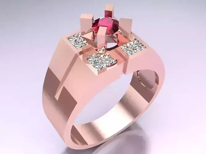 Diamond Ring - Mens Rings - N230141 3D print model