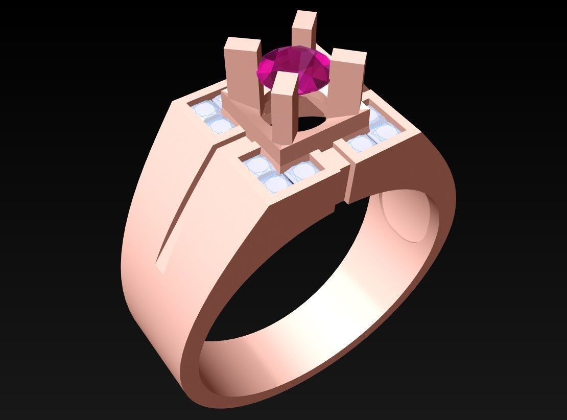 Diamond Ring - Mens Rings - N230141 3D print model_1