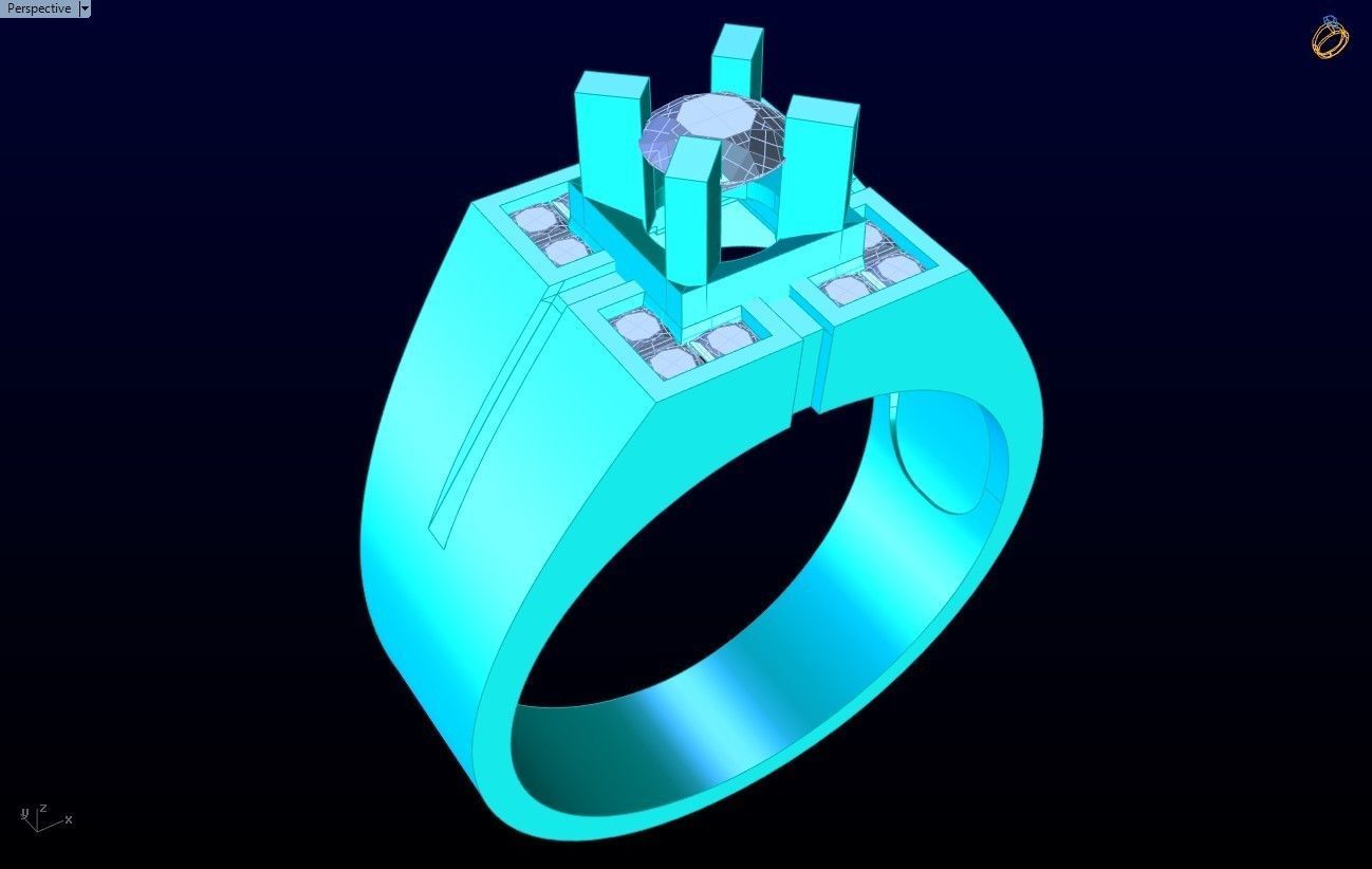 Diamond Ring - Mens Rings - N230141 3D print model_9