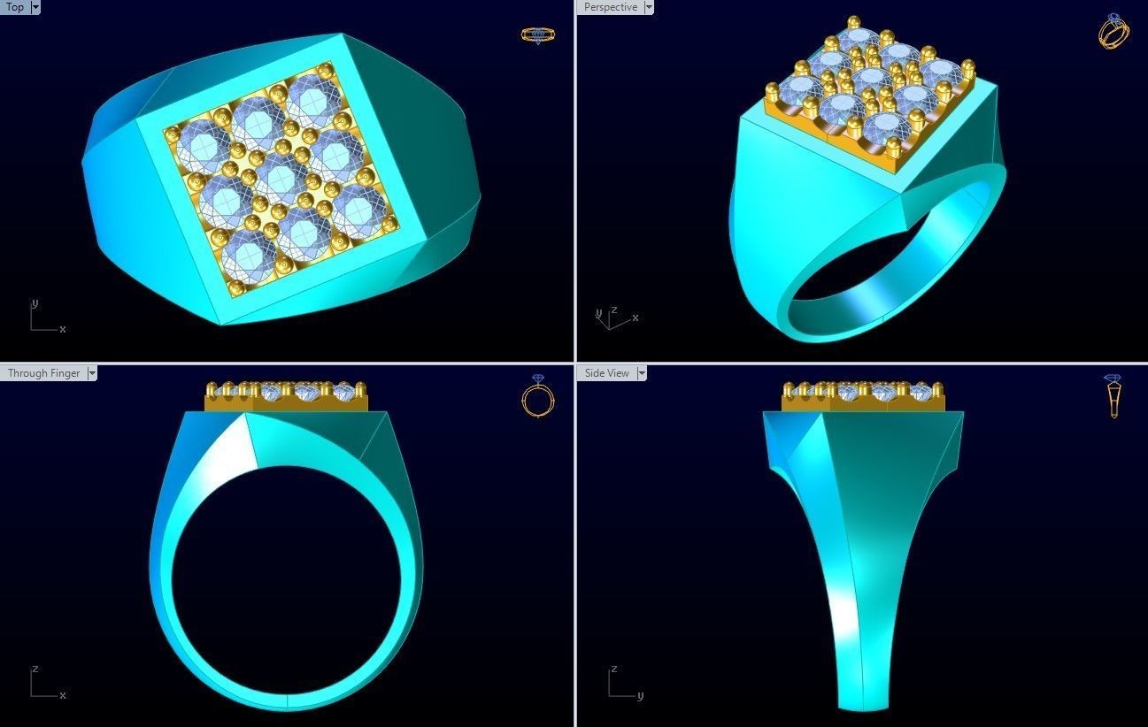 Diamond Ring - Mens Rings - N230206 3D print model_10