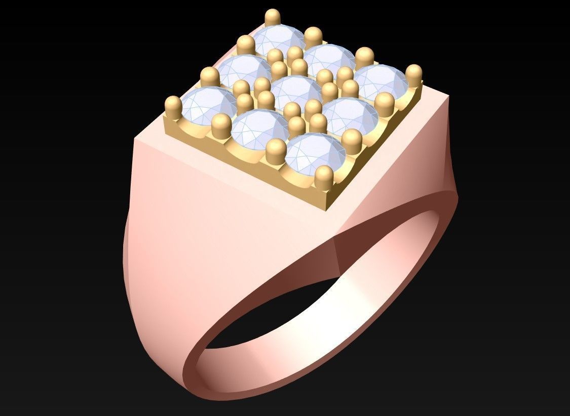 Diamond Ring - Mens Rings - N230206 3D print model_1
