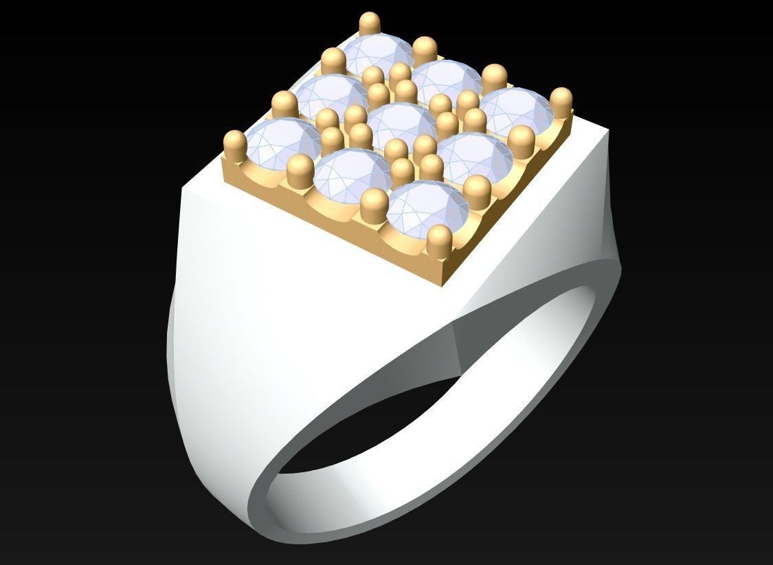 Diamond Ring - Mens Rings - N230206 3D print model_3