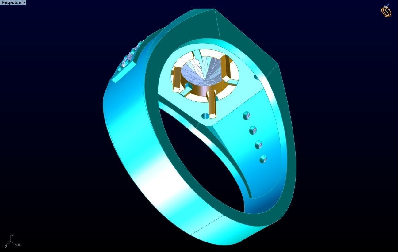 Diamond Ring - Mens Rings - N230211 3D print model_8