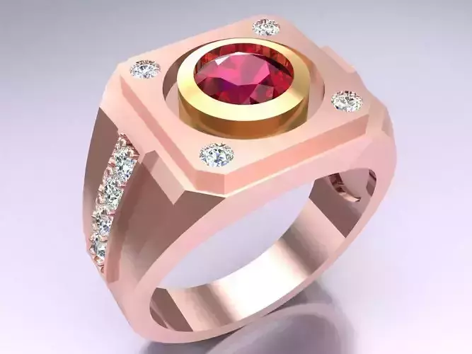 Diamond Ring - Mens Rings - N230211 3D print model