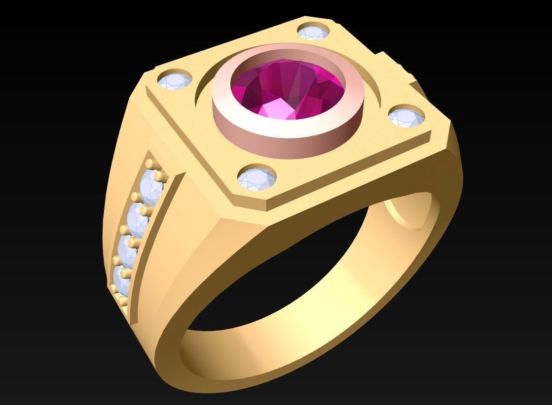 Diamond Ring - Mens Rings - N230211 3D print model_2