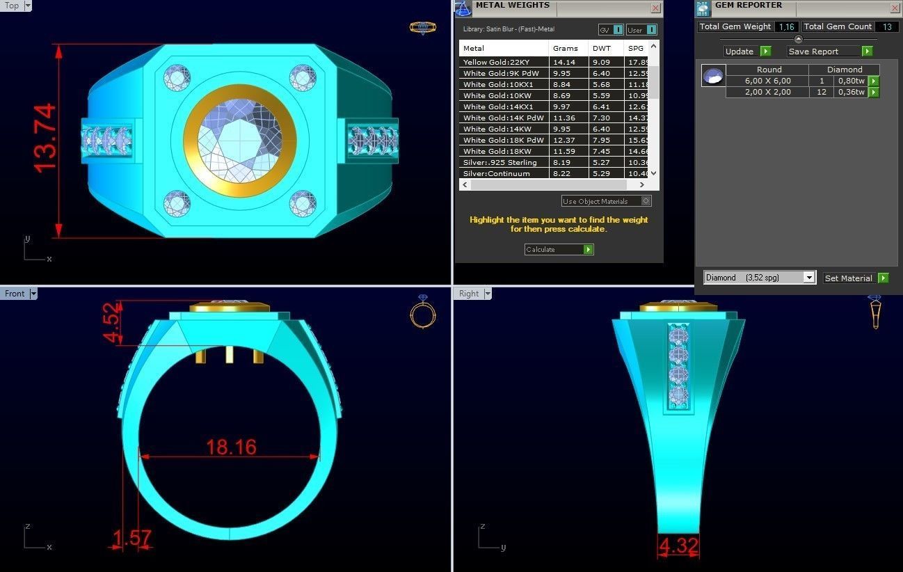Diamond Ring - Mens Rings - N230211 3D print model_7