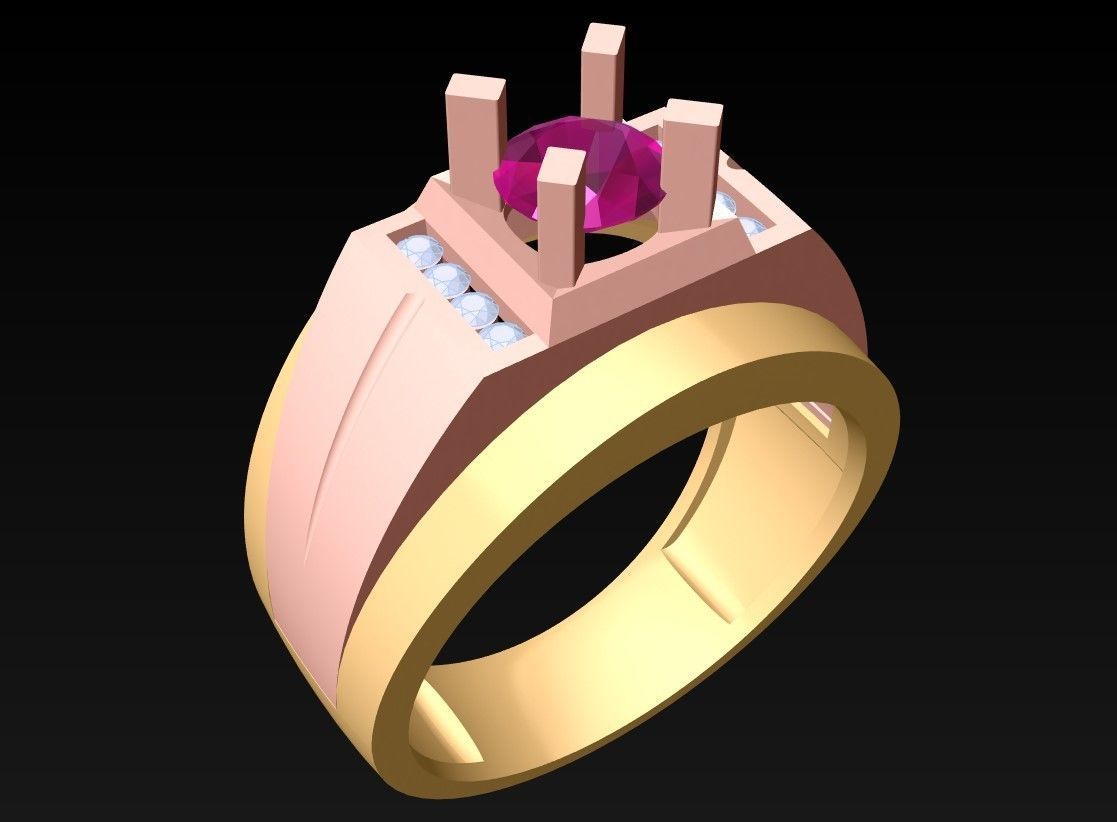Diamond Ring - Mens Rings - N229923 3D print model_1