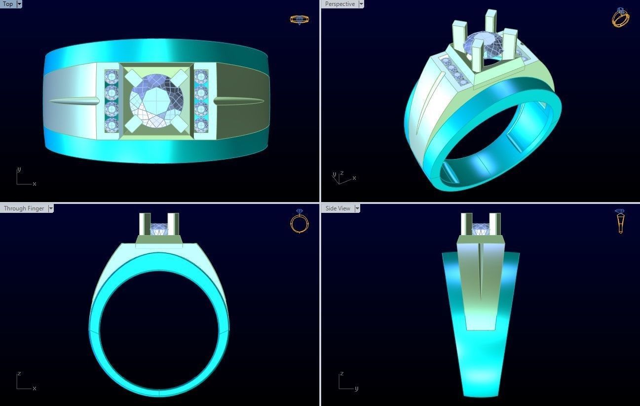 Diamond Ring - Mens Rings - N229923 3D print model_10