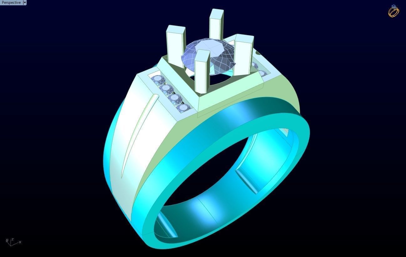 Diamond Ring - Mens Rings - N229923 3D print model_9