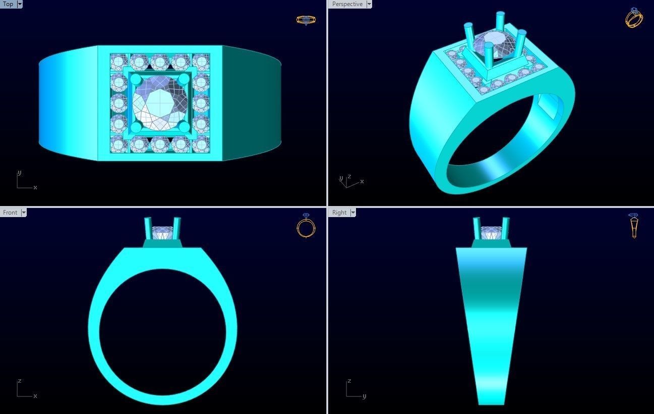 Diamond Ring - Mens Rings - N229930 3D print model_9