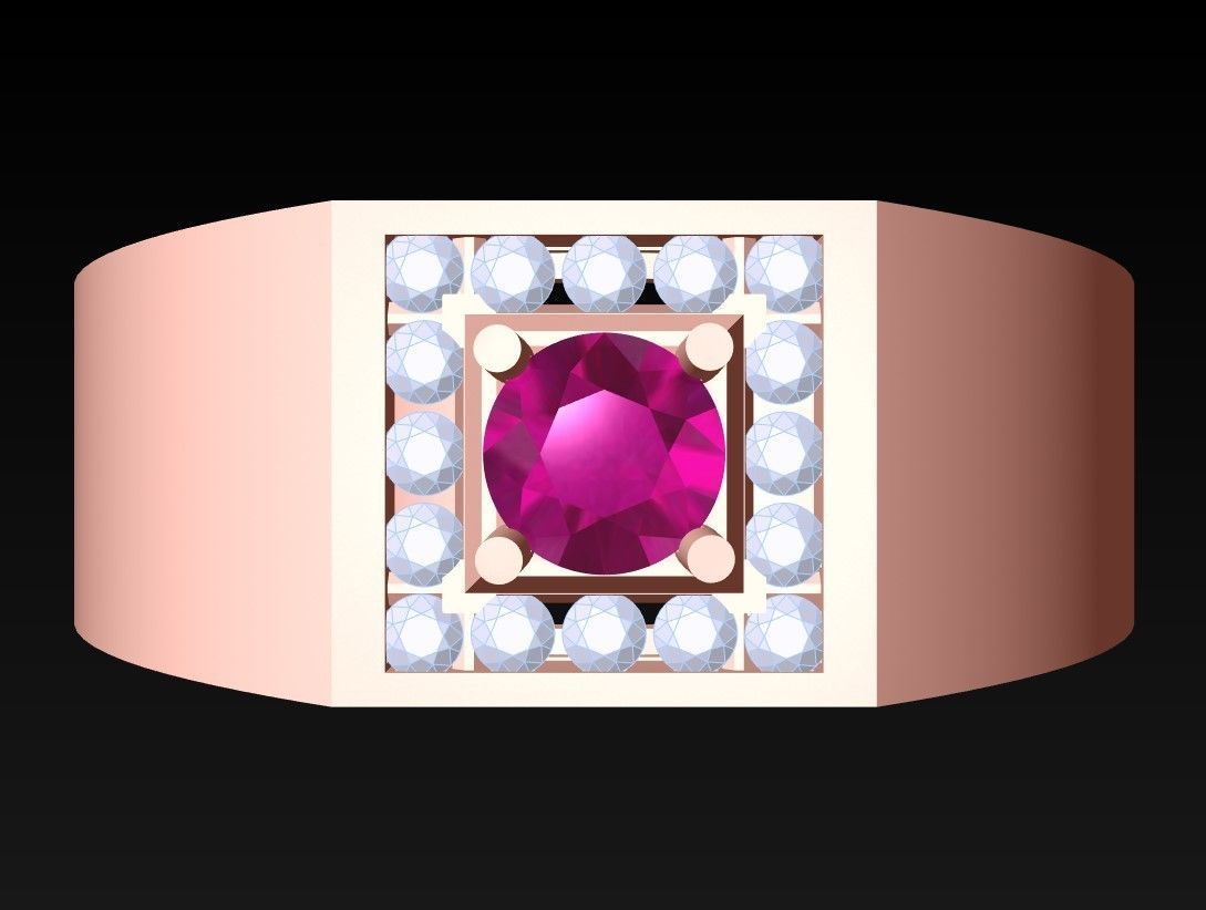 Diamond Ring - Mens Rings - N229930 3D print model_3