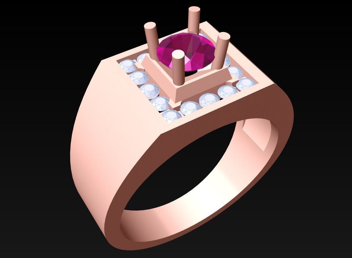 Diamond Ring - Mens Rings - N229930 3D print model_1