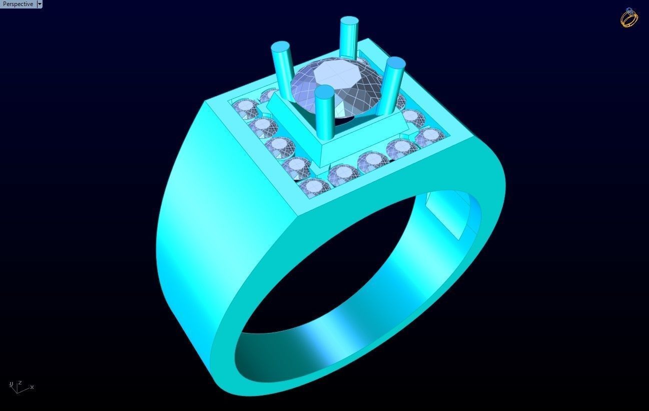 Diamond Ring - Mens Rings - N229930 3D print model_8