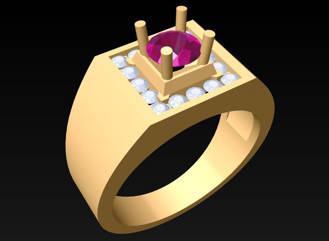 Diamond Ring - Mens Rings - N229930 3D print model_2