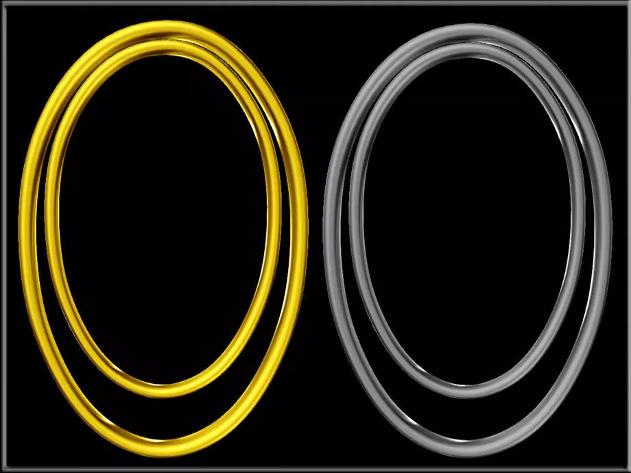 Dual Open Oval Drop Ring Low-poly 3D model_0