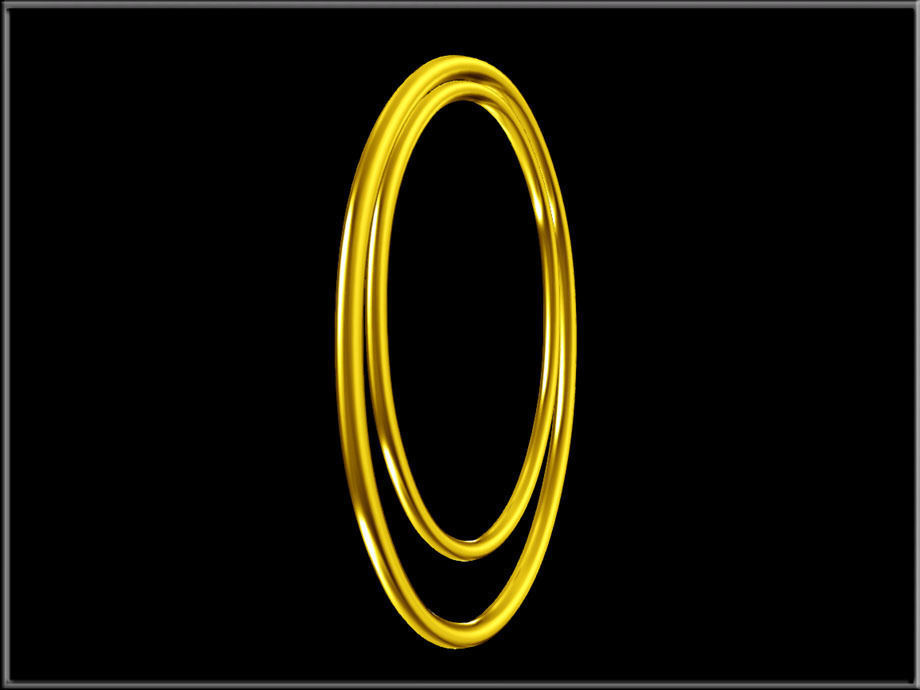 Dual Open Oval Drop Ring Low-poly 3D model_1