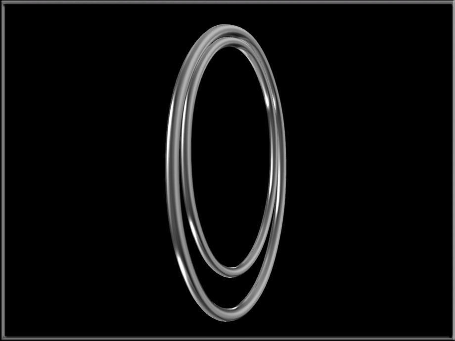 Dual Open Oval Drop Ring Low-poly 3D model_2