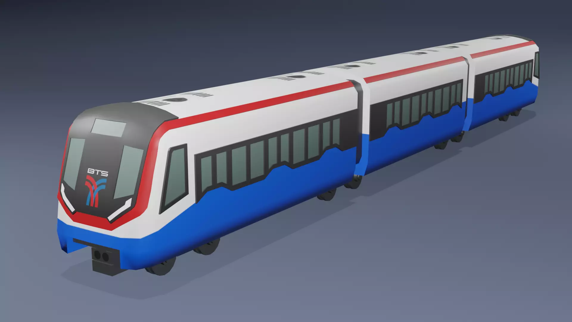 BTS Skytrain cartoon low poly 3D model_0