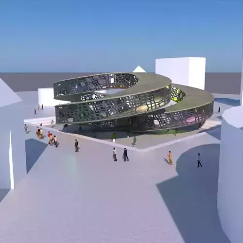 Architectural Promenade Low-poly 3D model