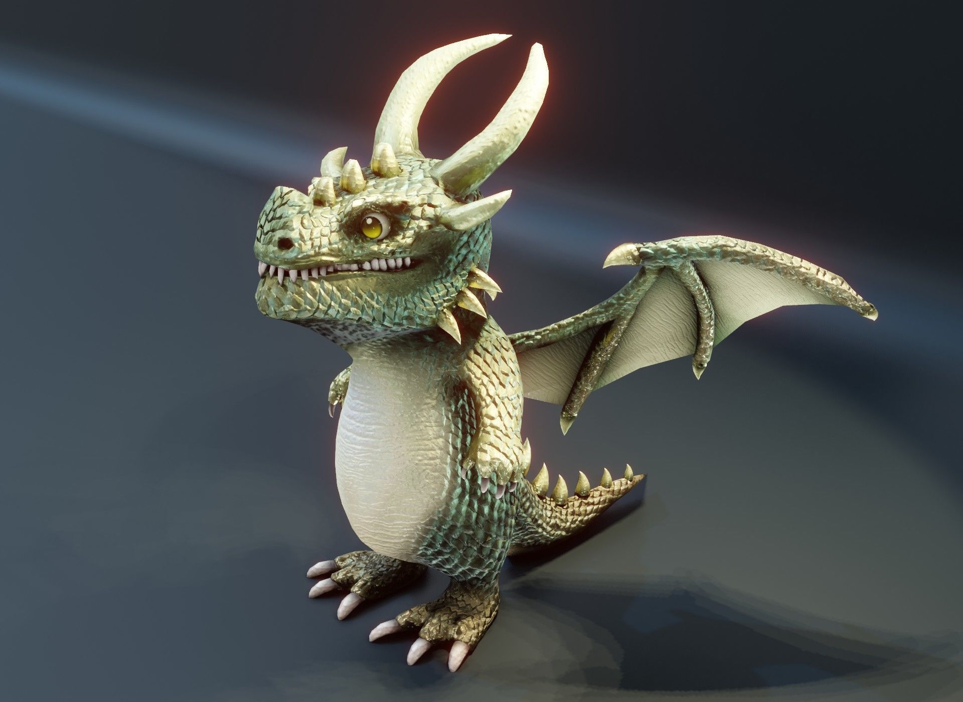 Cartoon Adamantine Dragon Rigged 3D Model Low-poly 3D model_4