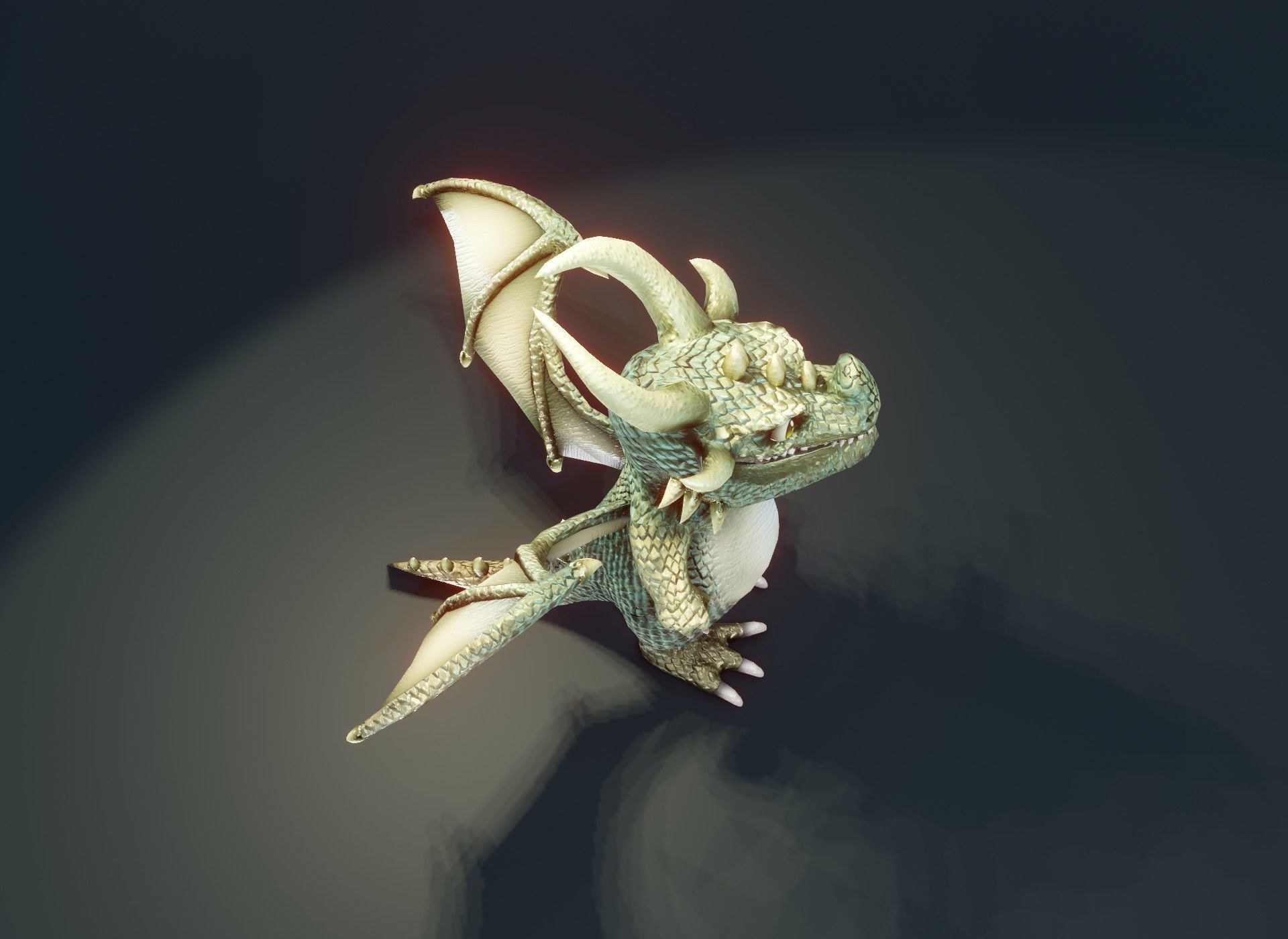 Cartoon Adamantine Dragon Rigged 3D Model Low-poly 3D model_16