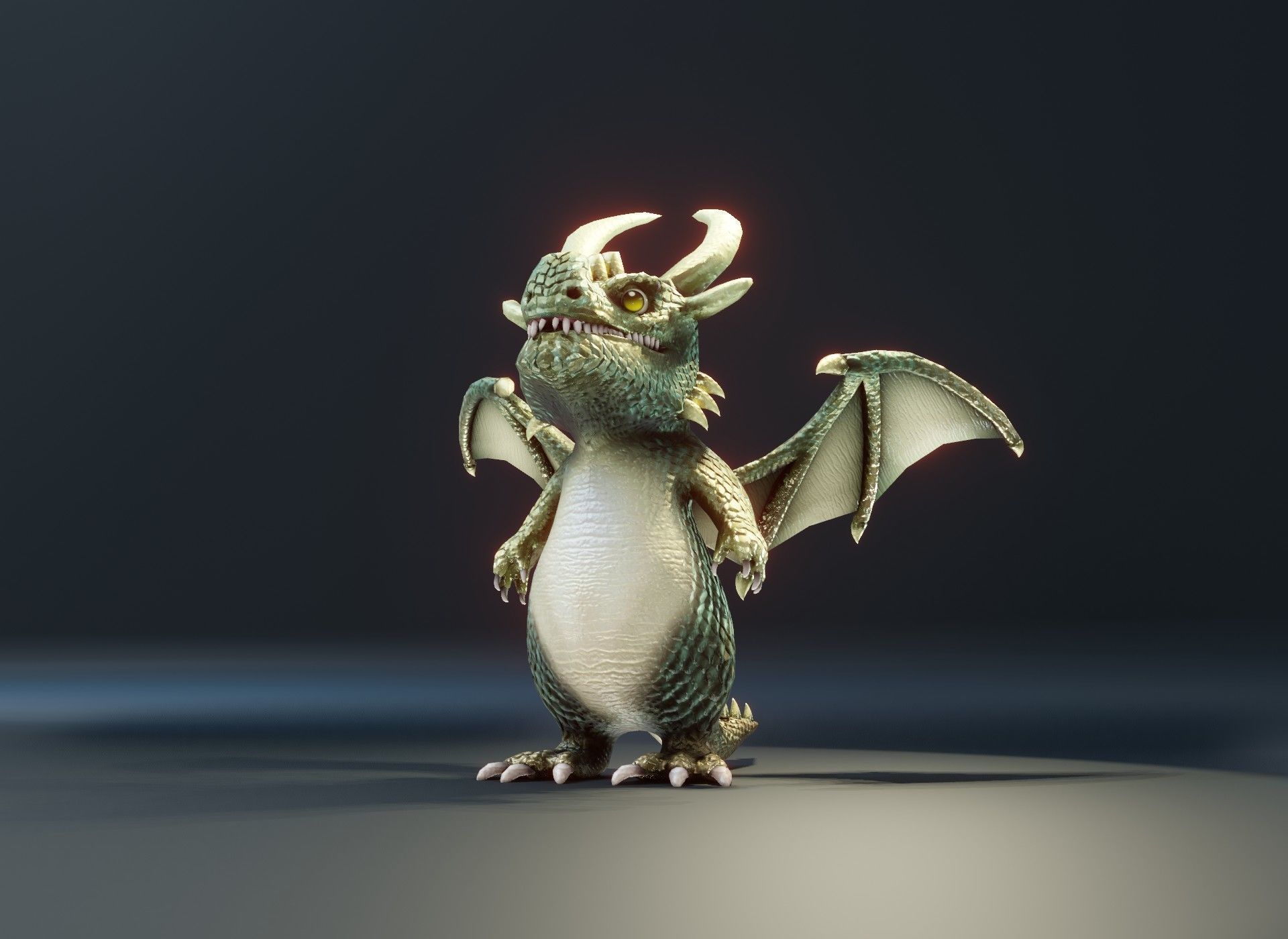 Cartoon Adamantine Dragon Rigged 3D Model Low-poly 3D model_19