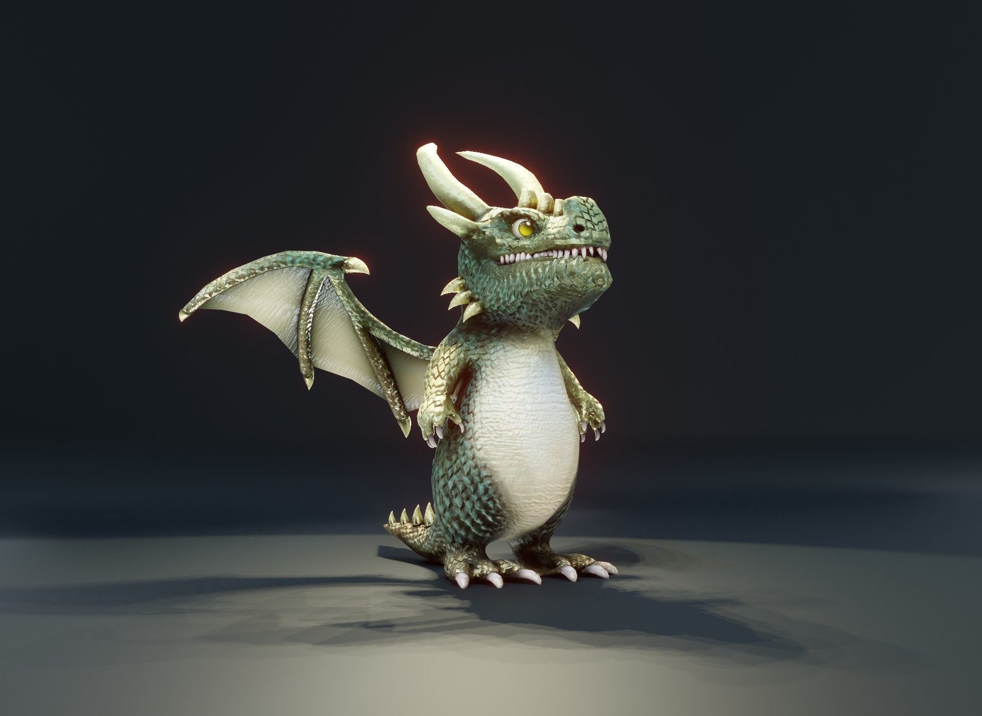 Cartoon Adamantine Dragon Rigged 3D Model Low-poly 3D model_14