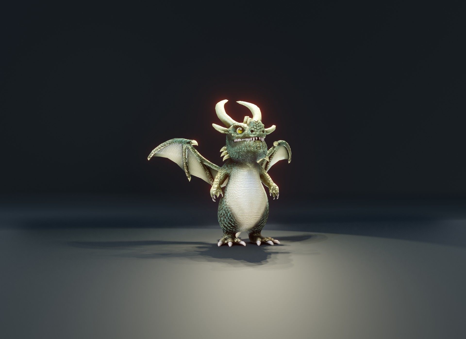 Cartoon Adamantine Dragon Rigged 3D Model Low-poly 3D model_12