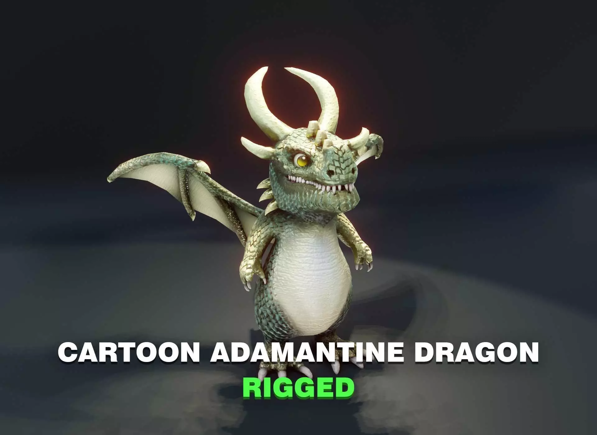 Cartoon Adamantine Dragon Rigged 3D Model Low-poly 3D model_0