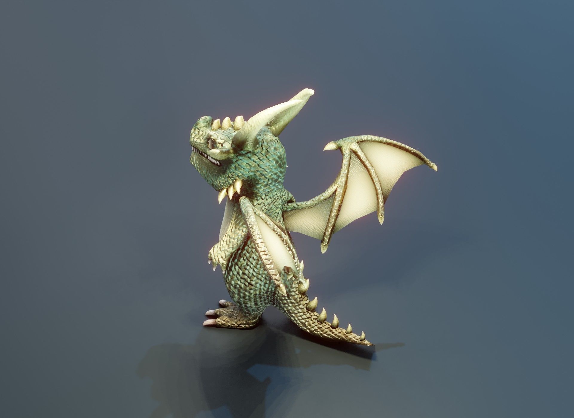 Cartoon Adamantine Dragon Rigged 3D Model Low-poly 3D model_11