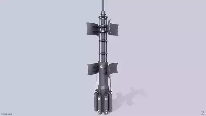 Scifi radar Low-poly 3D model