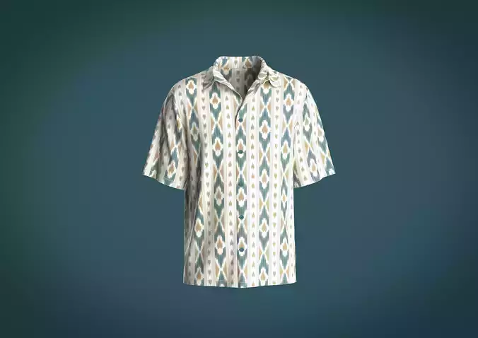 Relaxed fit shirt Mens with Ikat Pattern Graphic  3D model