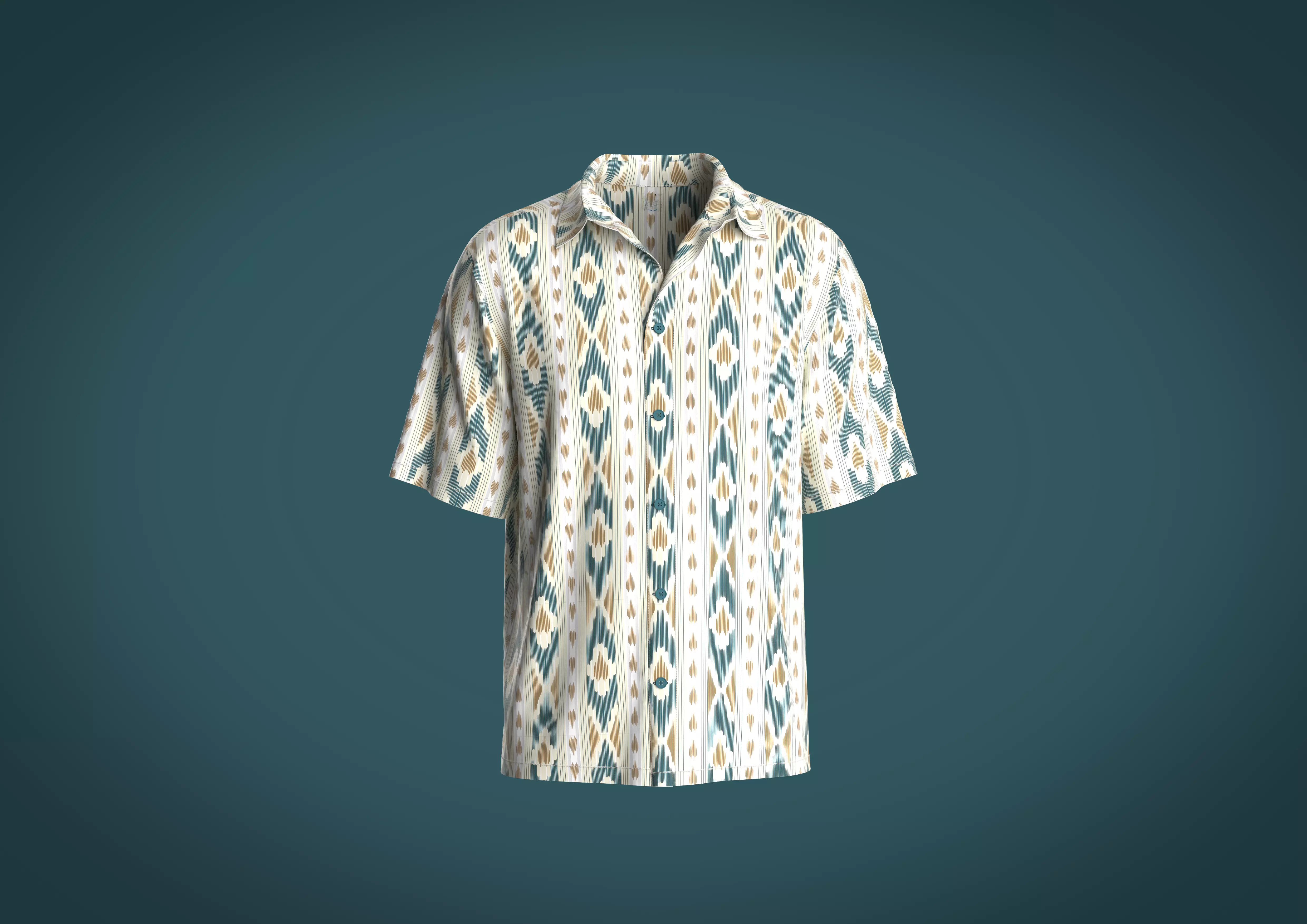 Relaxed fit shirt Mens with Ikat Pattern Graphic  3D model_0