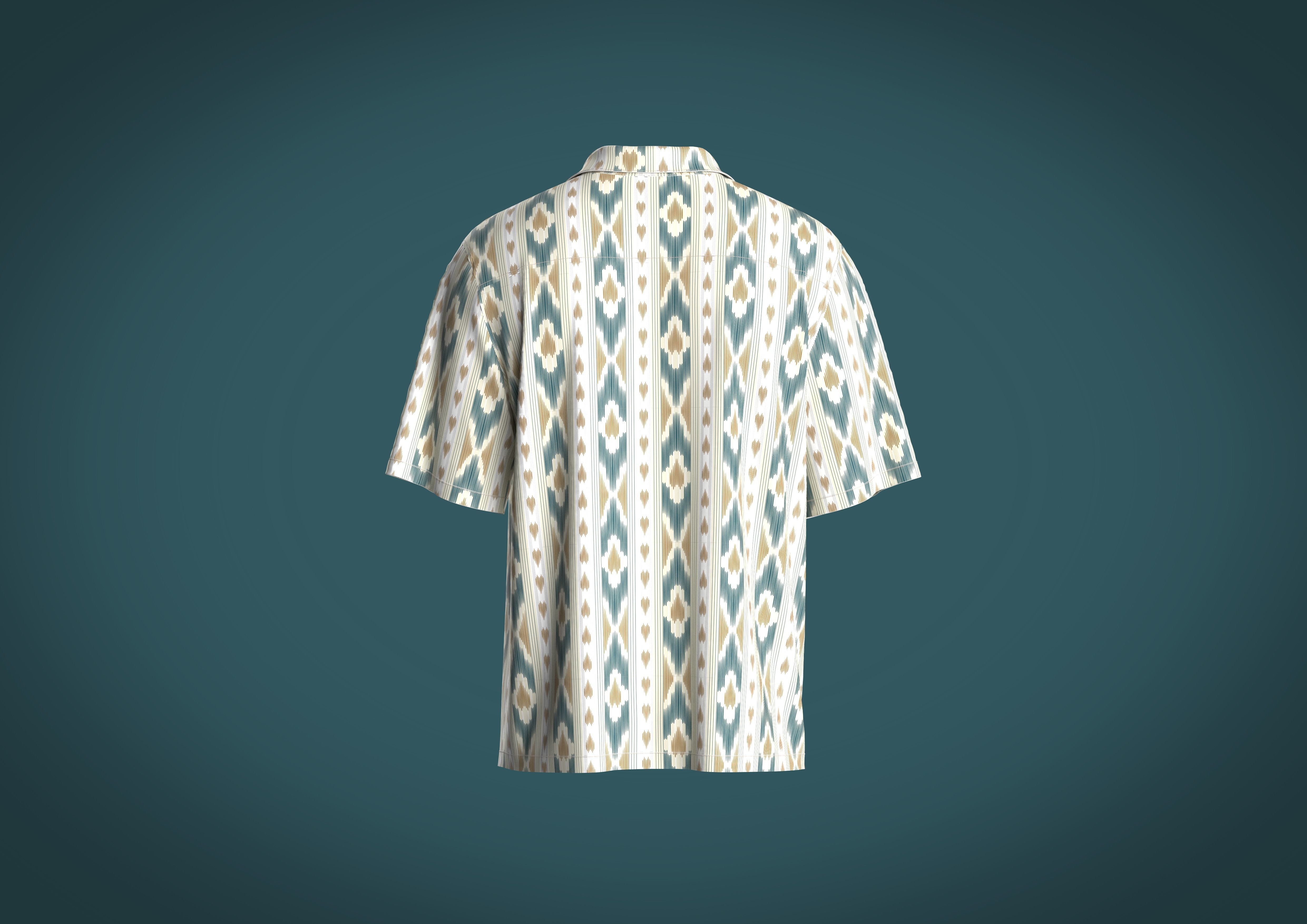 Relaxed fit shirt Mens with Ikat Pattern Graphic  3D model_4