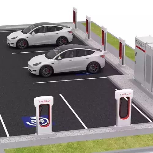 Tesla Supercharger Station with Y 2023