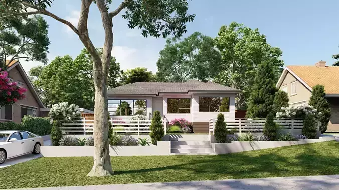 3D Exterior Scene 3D model design garden and landscape