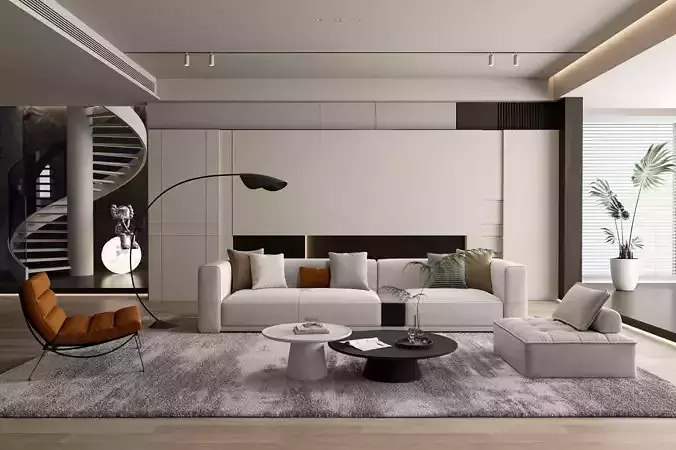 Contemporary Living Room V-Ray Renderer