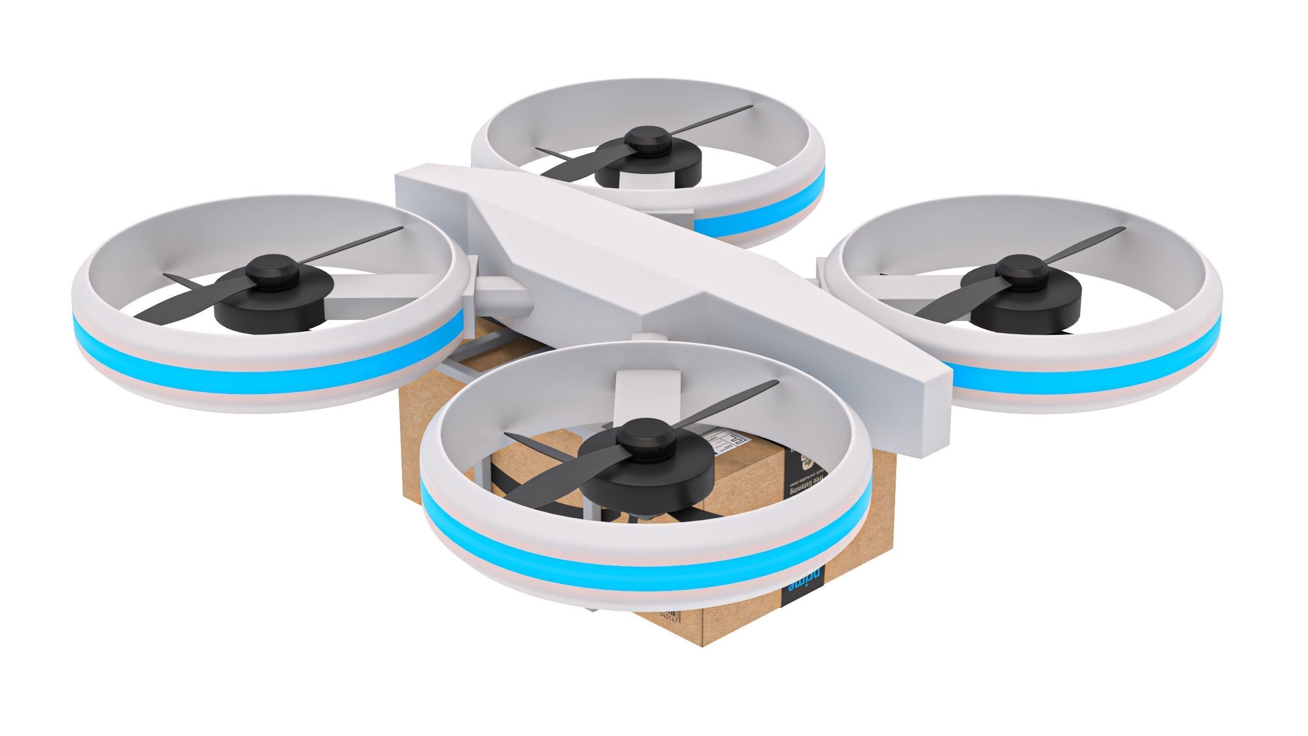 Amazon Quadrocopter Drone Delivery 3D model_3