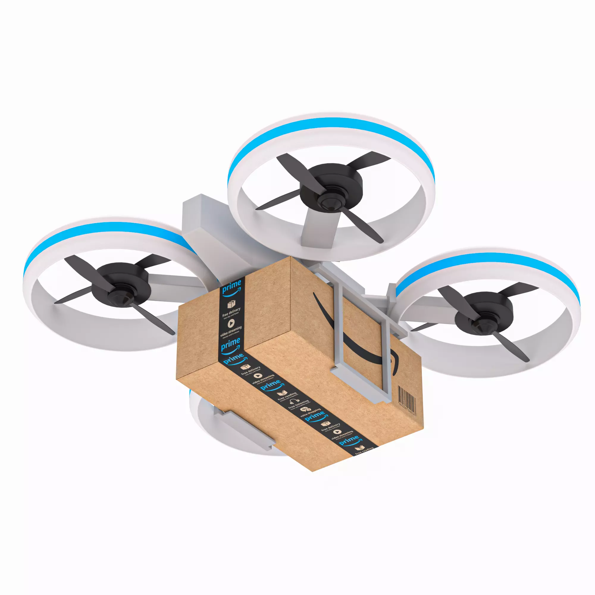 Amazon Quadrocopter Drone Delivery 3D model_0