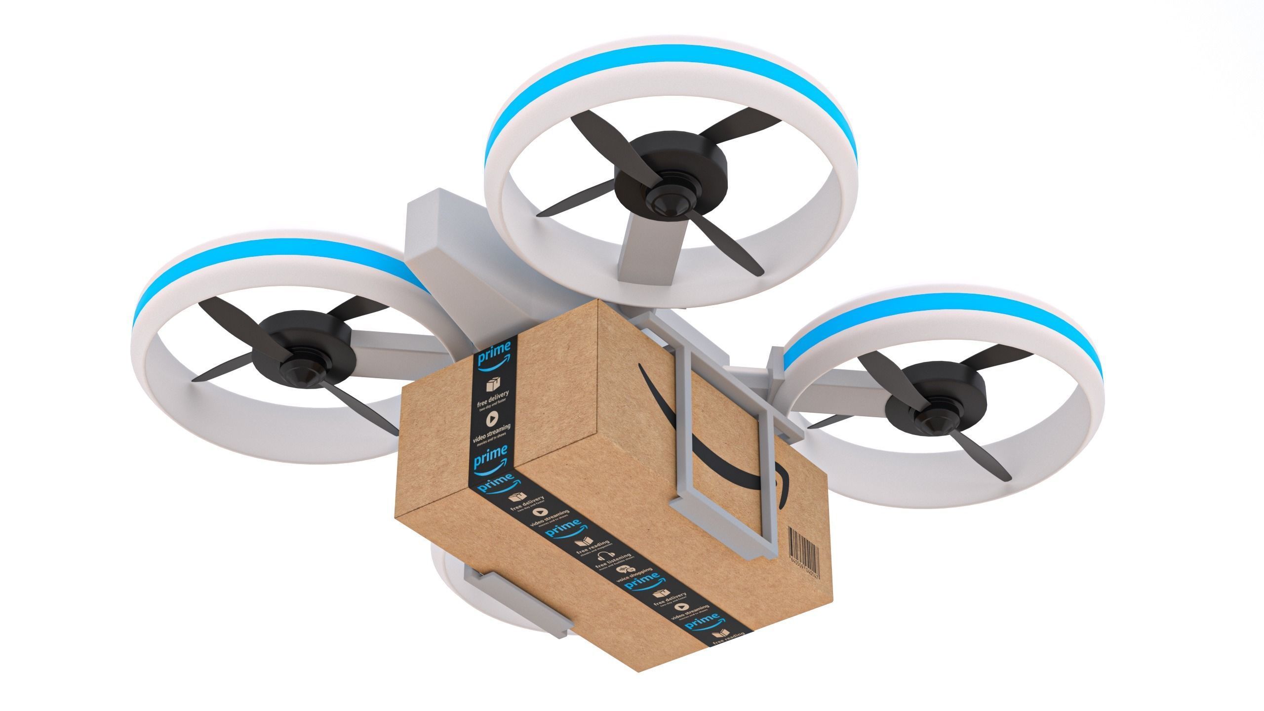 Amazon Quadrocopter Drone Delivery 3D model_2