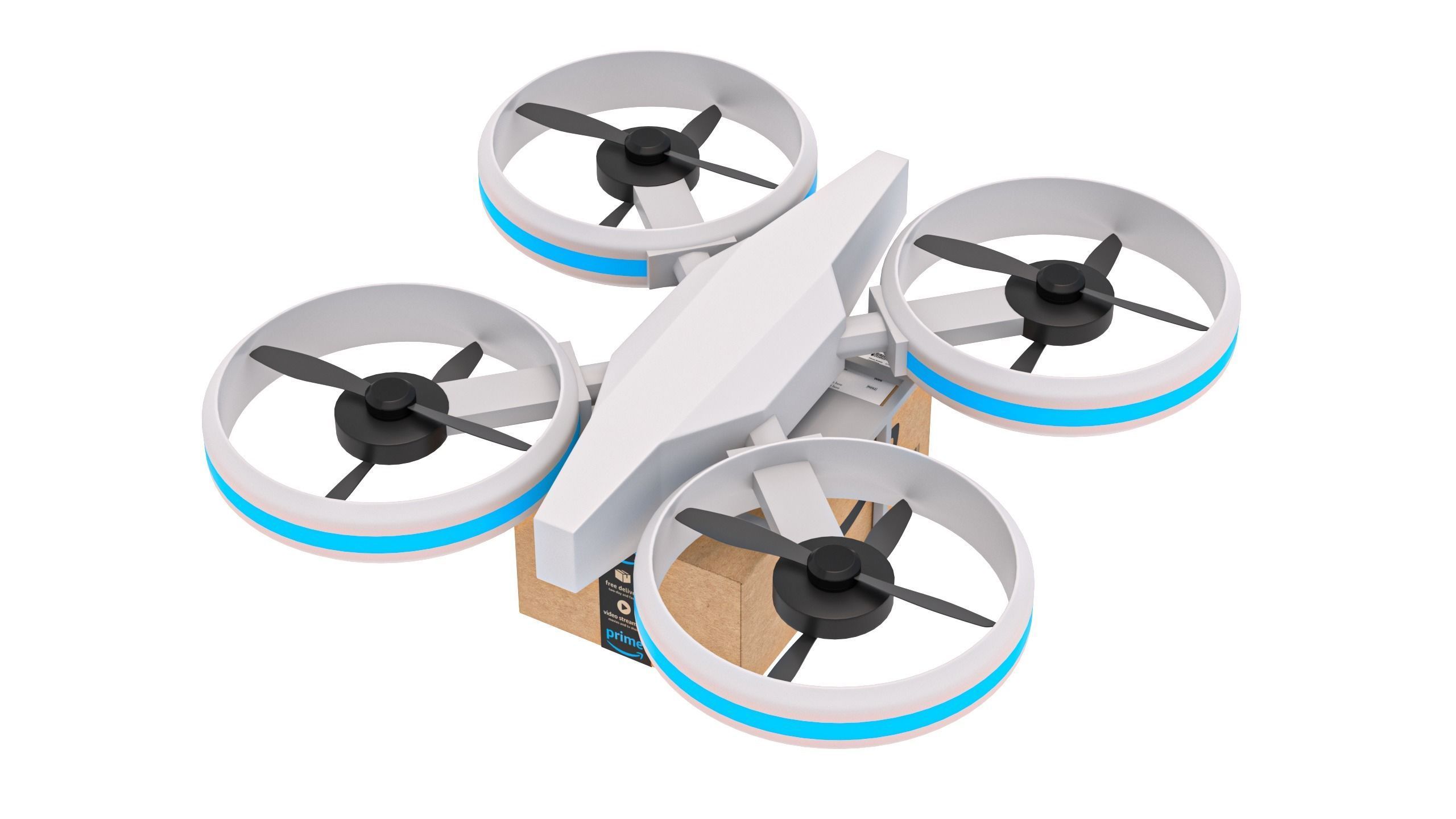 Amazon Quadrocopter Drone Delivery 3D model_1