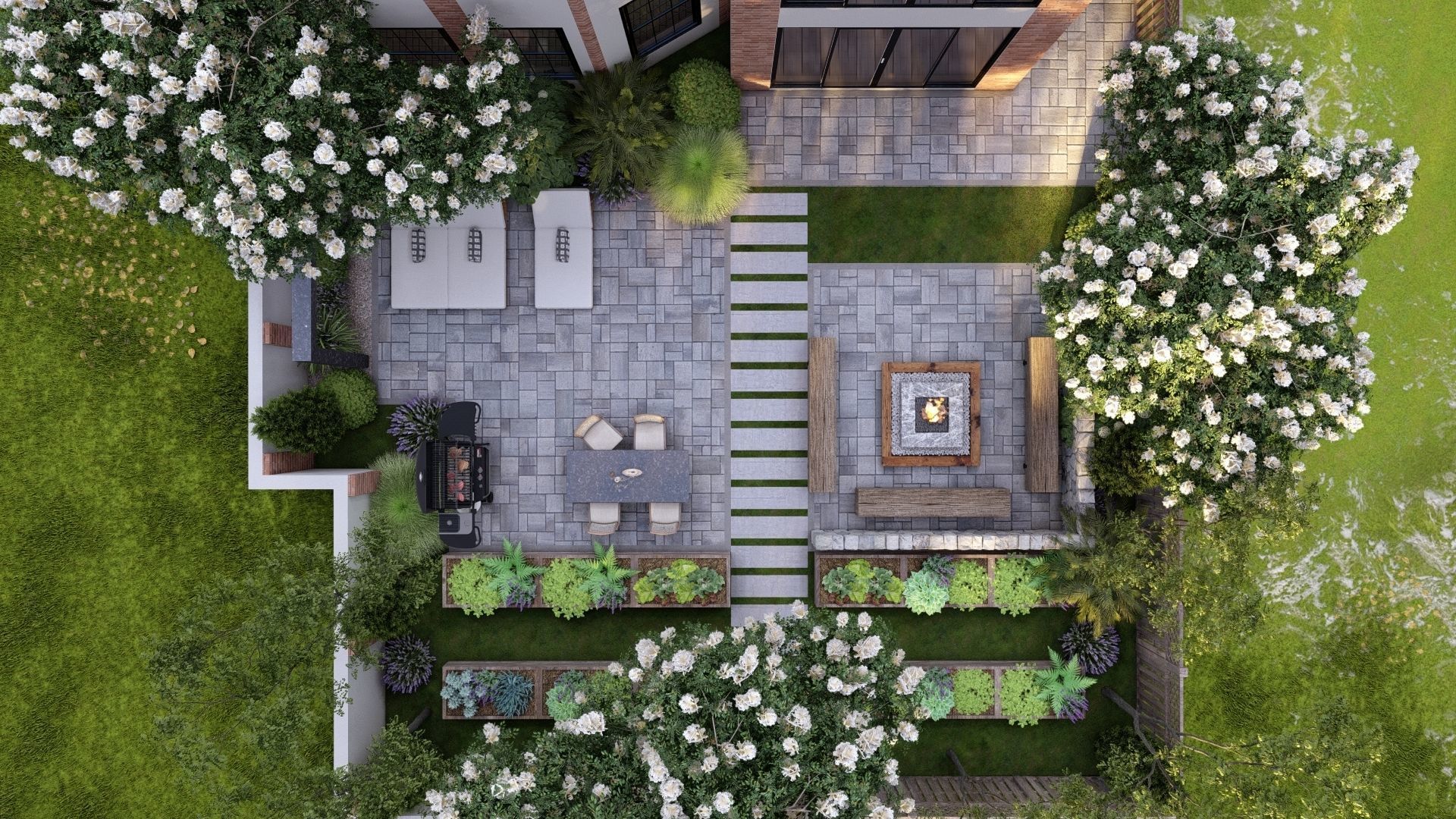  3D Exterior Scene 3D model design garden and landscape 3D model_2