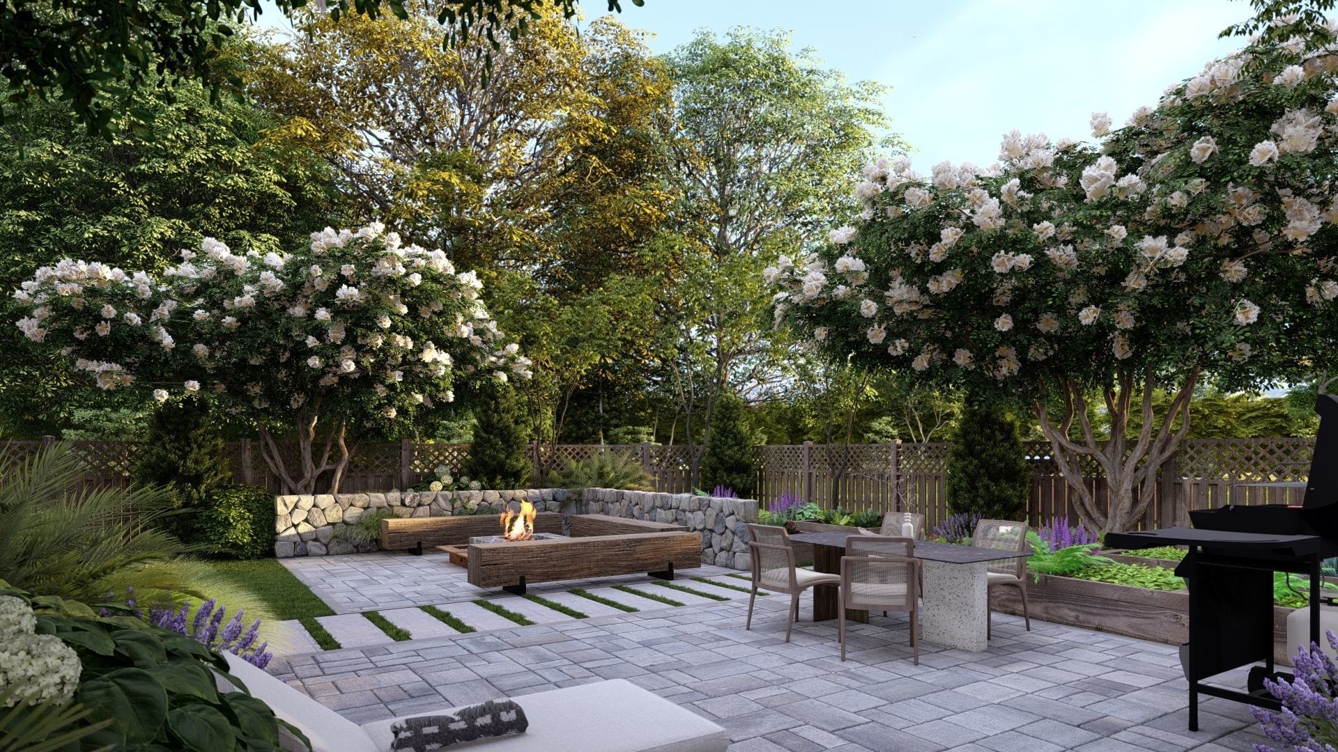  3D Exterior Scene 3D model design garden and landscape 3D model_1