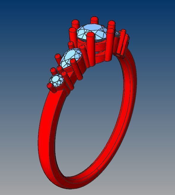 Diamond ring with pears 3D print model_23