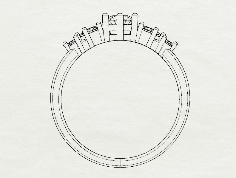 Diamond ring with pears 3D print model_12